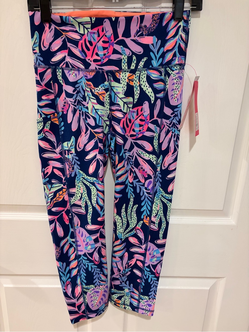 Lilly Pulitzer NWT Weekender High-Rise Crop Leggings Oyster Bay Navy Size S